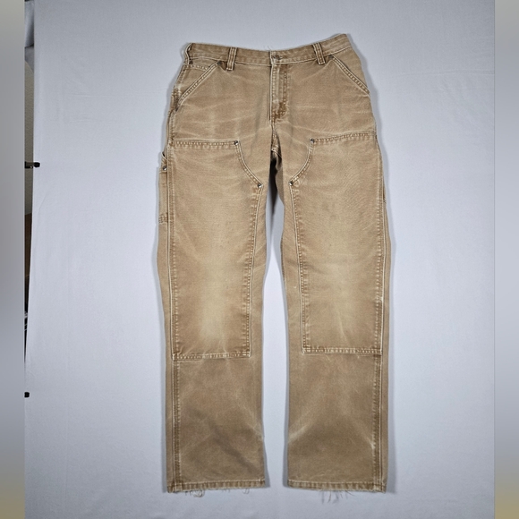 Carhartt Denim - Vintage Carhartt Women's 10x34 Double Knee Canvas Pants Faded Tan WB136